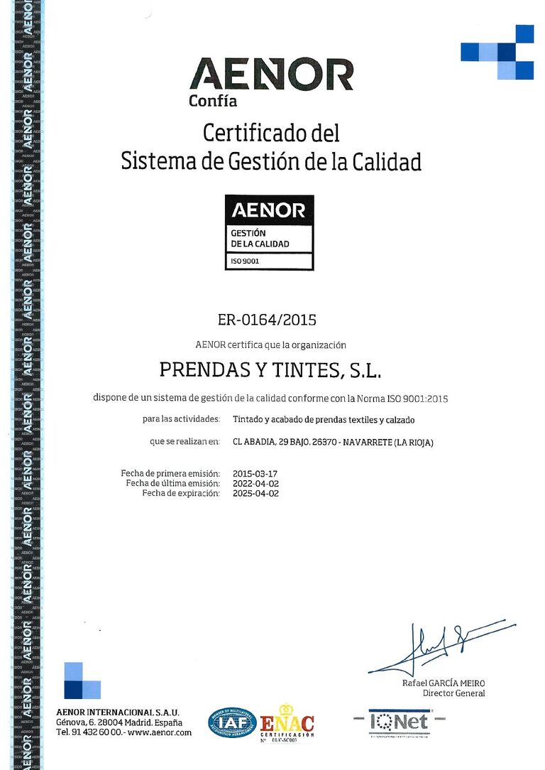 Certificado Calidad ISO 9001