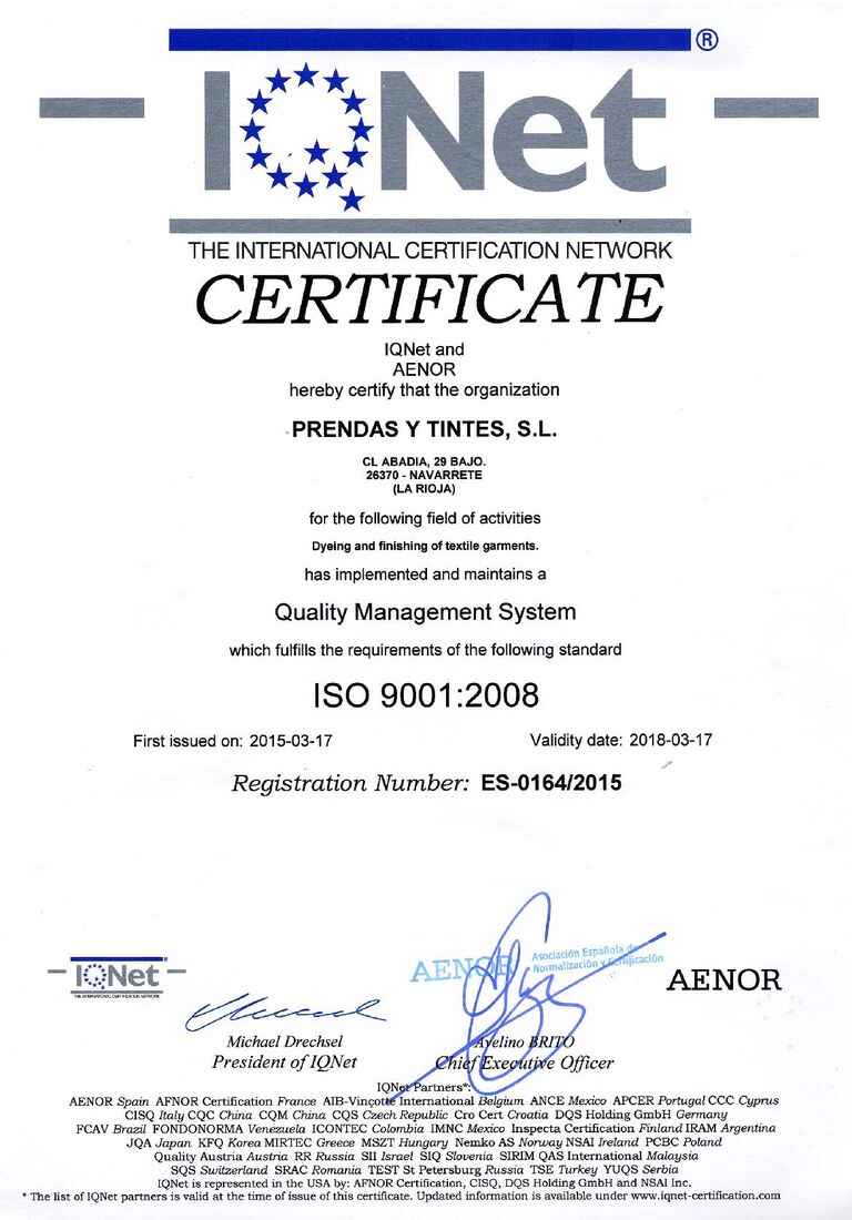 Certificado Calidad ISO 9001:2008